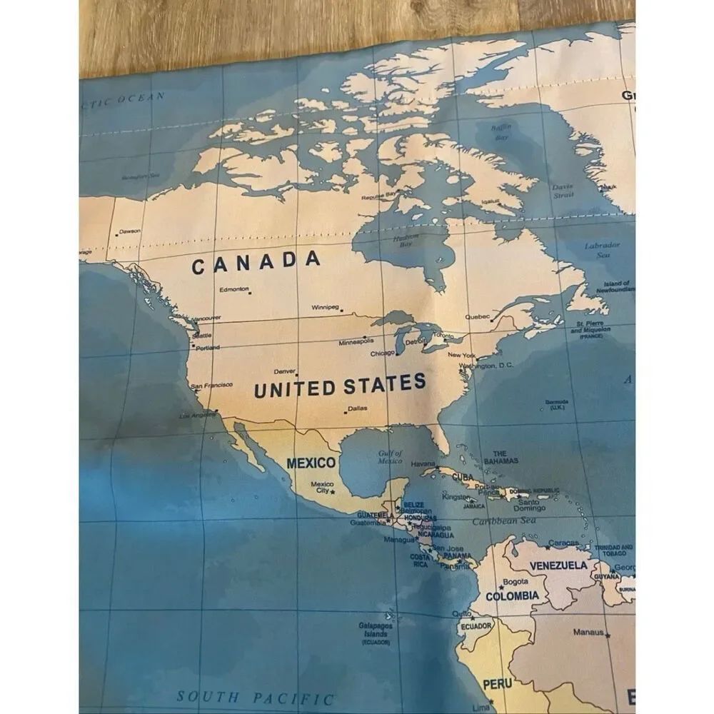 Grey Geographical World W x L (Pack of 2) Map World Map Real Grey Valance 52”x22